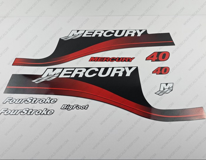 Mercury 40 HP Four Stroke Outboard Decal Kit RED